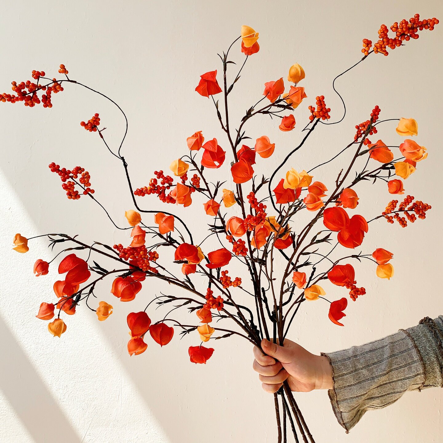 灯笼果仿真花假花摆设栾树果干花年宵花家居装饰拍摄道具花艺摆件