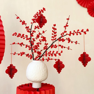 年宵花发财果仿真花束假花摆设轻奢高端塑料花新年客厅装饰摆件