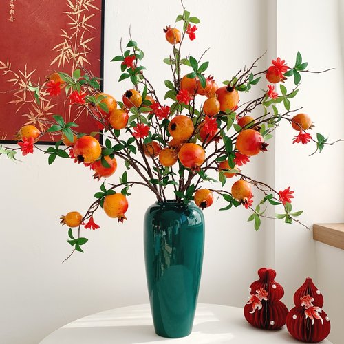 新年装饰花仿真花石榴果实树枝干花花束假花摆设客厅年宵花艺摆件