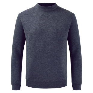 凤凰羊毛衫男100纯羊毛冬季加厚圆领半高领针织宽松打底爸爸毛衣