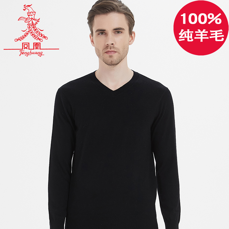 羊毛衫男100纯羊毛秋冬中年毛衣