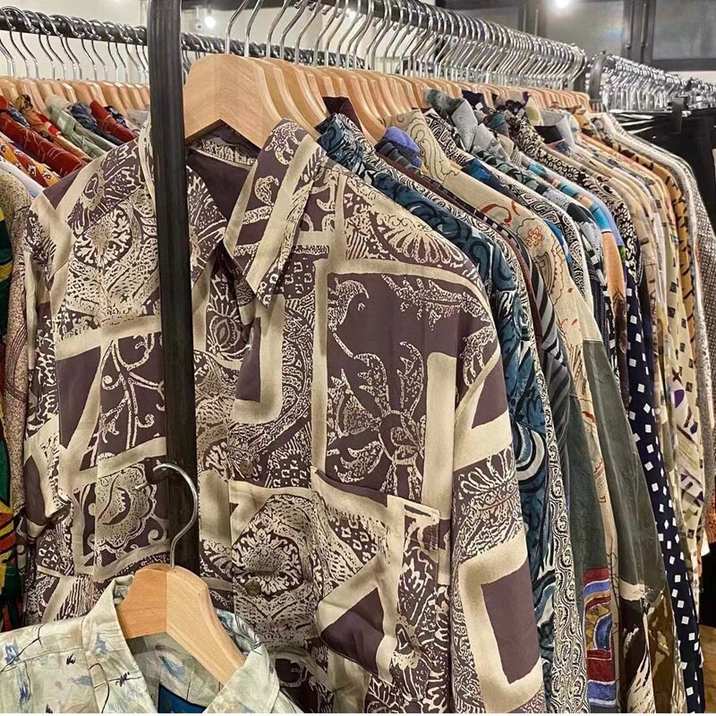 孤品古着vintage 日系巴洛克复古宫廷油画原创文艺小众宽松花衬衫