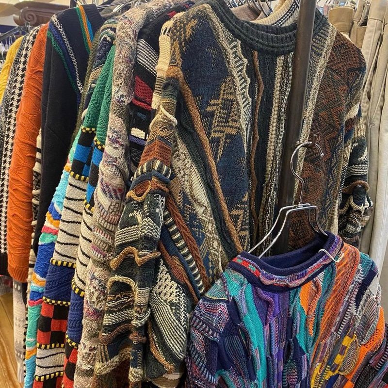 孤品古着Vintage 日系费尔岛寒冬加厚保暖波普撞色软妹毛衣