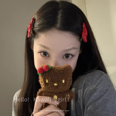 韩系安克拉红色蝴蝶结发夹