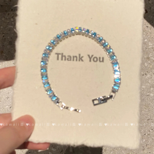 超闪清冷感清透蓝锆石手链夏日清凉风轻奢精致小众显白高颜值手饰