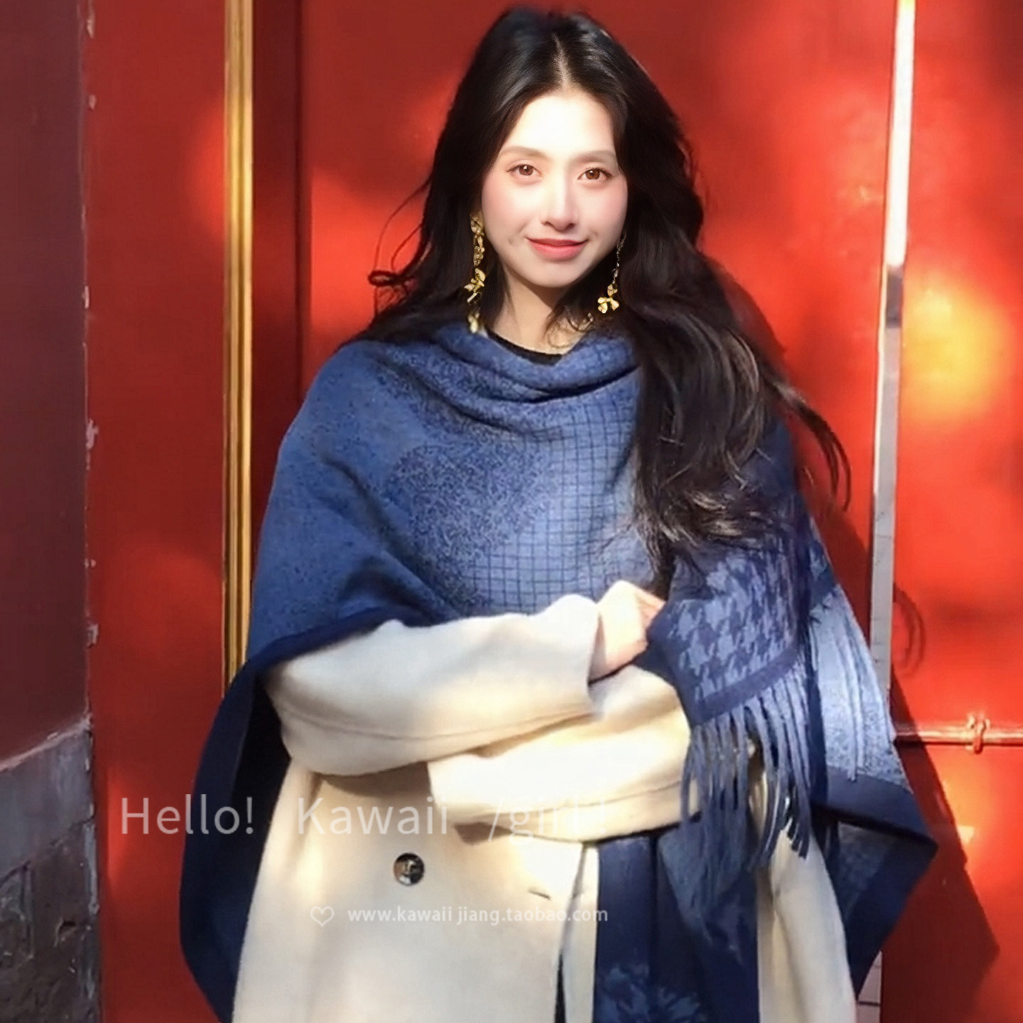 韩系秋冬氛围感藏蓝色披肩2025新款加厚保暖大衣拍照出片围巾斗篷,服饰配件/皮带/帽子/围巾,围巾/丝巾/披肩,淘宝优惠券,粉丝福利购,淘宝优惠卷