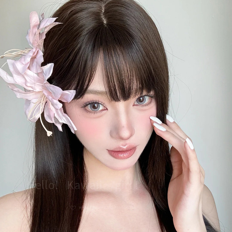 新中式粉色花朵立体百合发夹甜美超仙纯欲发饰头花氛围感侧边头饰