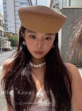 韩系焦糖棕慵懒松弛感贝雷帽