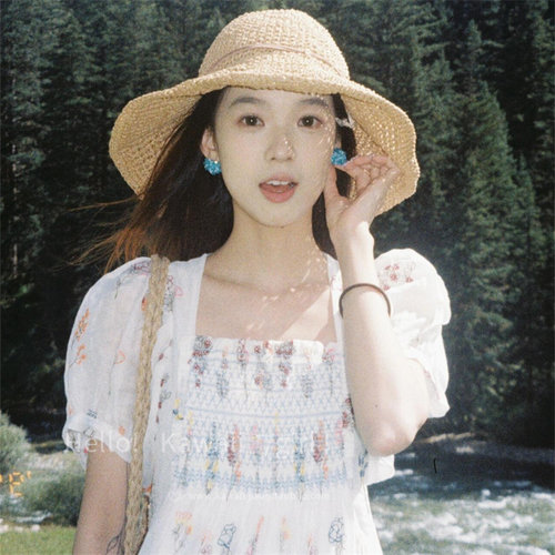 夏天蓝色清凉编织耳钉重工耳环女