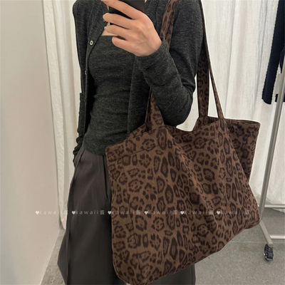 韩系慵懒风豹纹帆布包