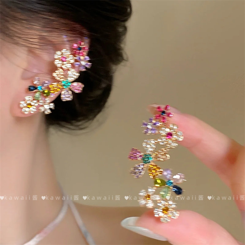 多巴胺彩色满钻花朵耳骨夹一体式耳环2025春夏耳钉甜美小众耳饰女,饰品/流行首饰/时尚饰品新,耳环,淘宝优惠券,粉丝福利购,淘宝优惠卷