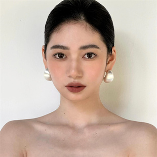 法式复古夸张水滴拉丝耳钉重工宽面金属耳饰轻奢小众设计文艺耳环