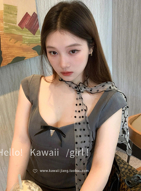 韩系ins蕾丝黑色波点长条小丝带女透明轻薄氛围感飘带欧根纱颈饰