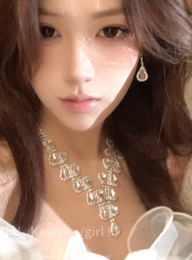 超闪水钻水滴项链耳环套装