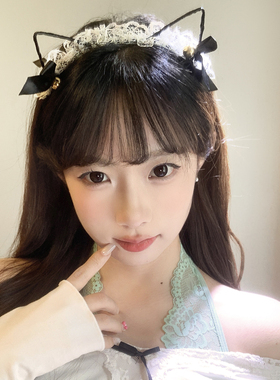 纯欲风白色性感蕾丝猫耳朵铃铛发箍女辣妹风发卡头箍日系洗脸头饰