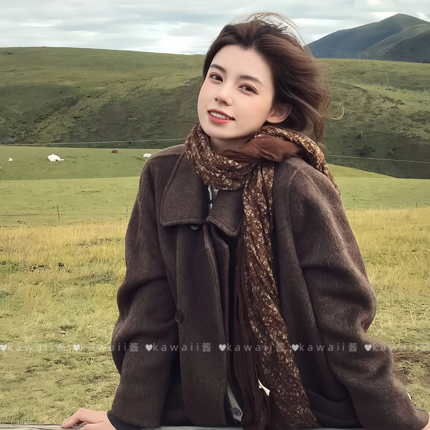 复古文艺碎花围巾沙漠废土风薄款丝巾民族风系脖保暖披肩川西旅游