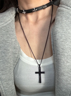 y2k复古辣妹暗黑十字架choker