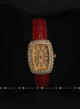 Vintage优雅椭圆形红色手表