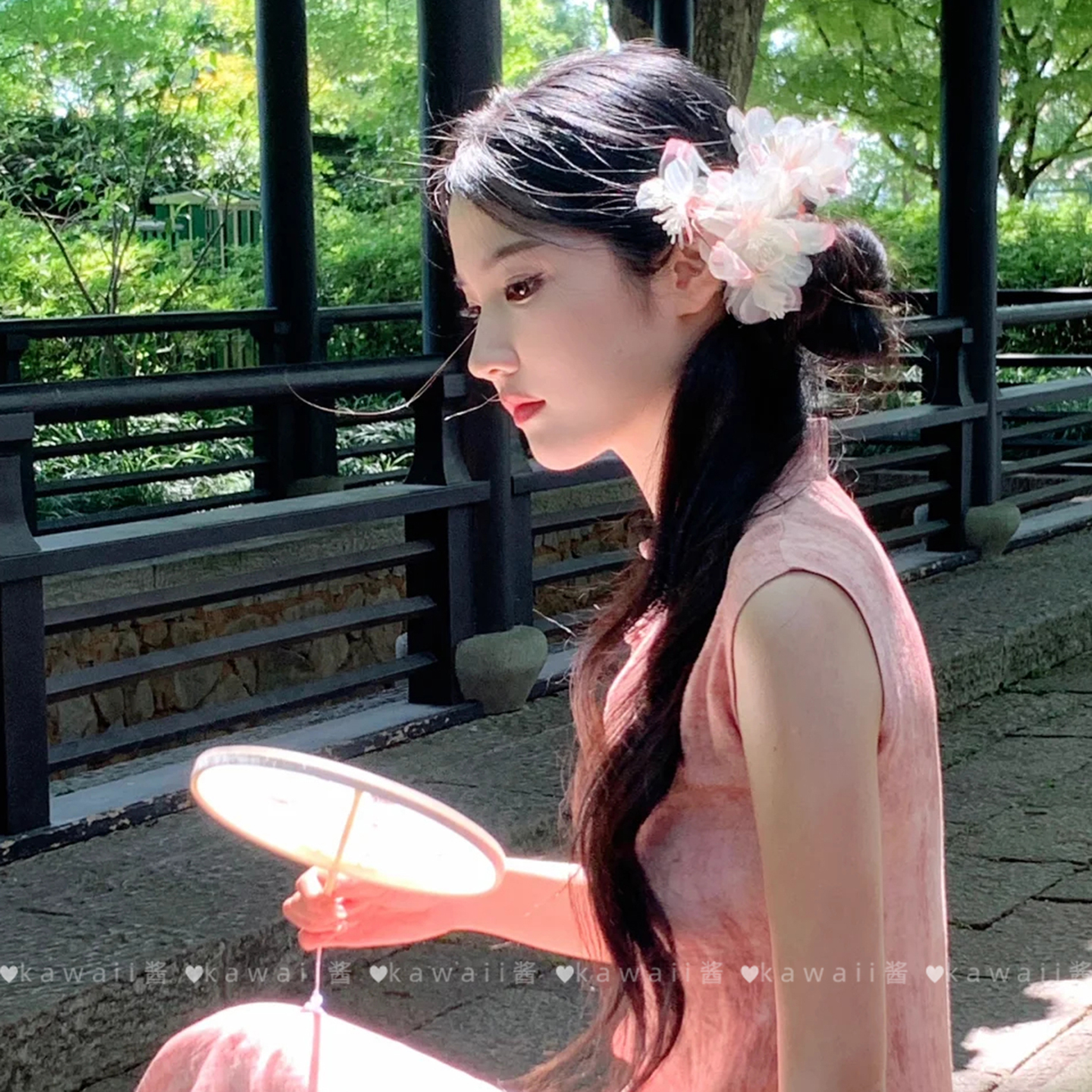 新中式古风烫花牡丹发夹