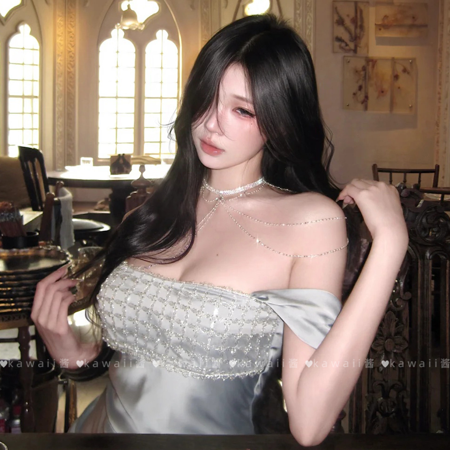 性感纯欲风超闪满钻身体链胸链异域风贵气锁骨链名媛宴会气质项链,饰品/流行首饰/时尚饰品新,项链,淘宝优惠券,粉丝福利购,淘宝优惠卷