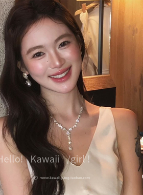 清冷感复古水滴流苏项链耳环套装