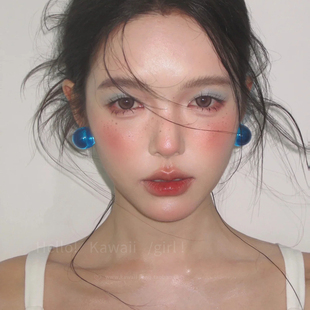 克萊因藍顯白小清新獨特高級感耳飾女 清透感藍色圓球耳環2025新款