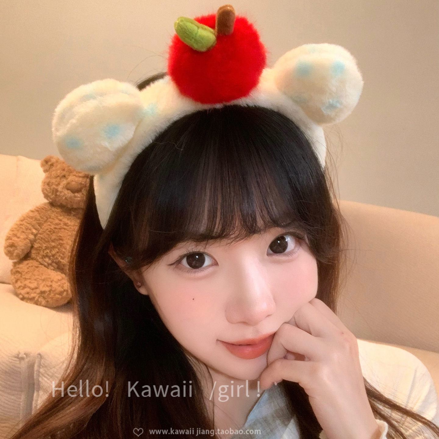 韩系甜美可爱毛绒小苹果发箍