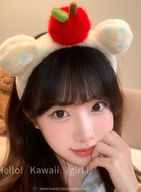 1颗苹果 可爱毛绒红色小苹果发箍甜美高级感头箍日常洗脸化妆发饰