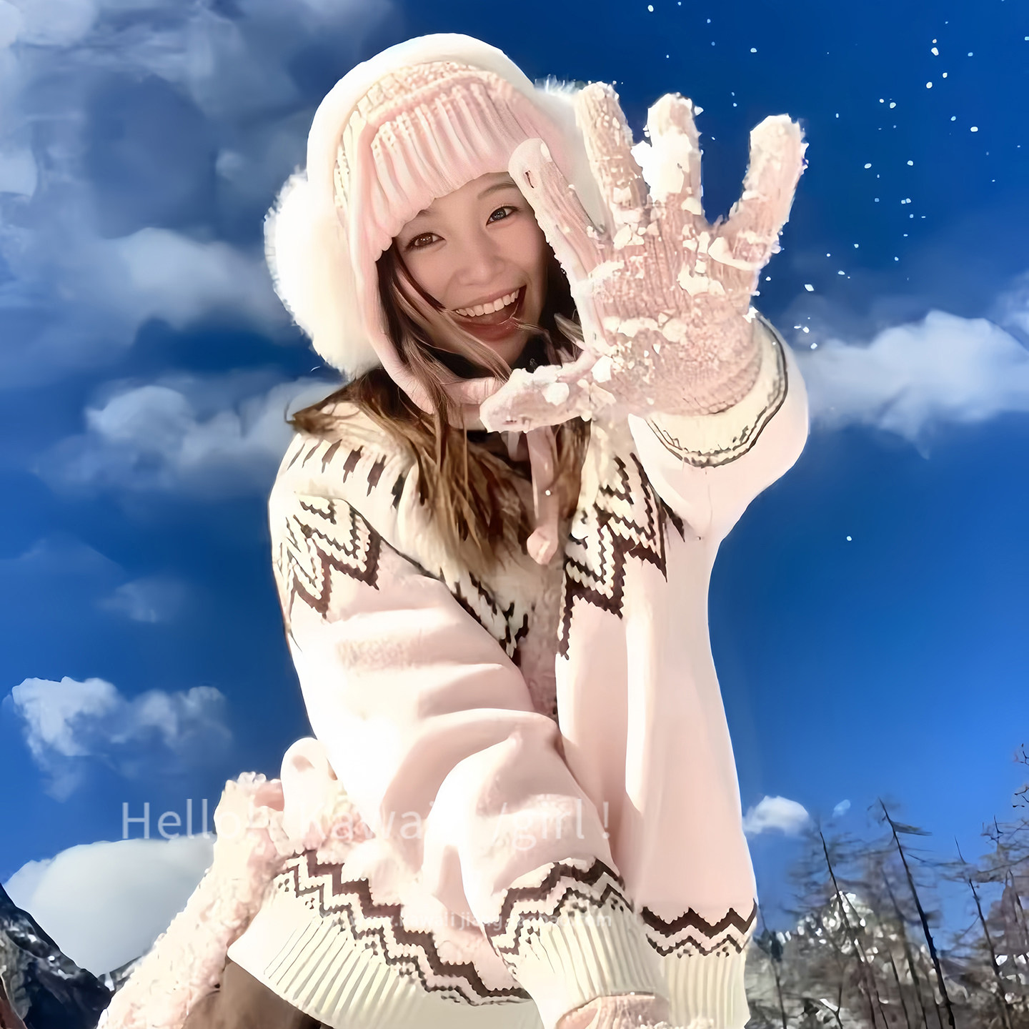 韩系冬季氛围感粉色毛线帽甜美可爱少女感耳罩百搭防寒保暖雷锋帽