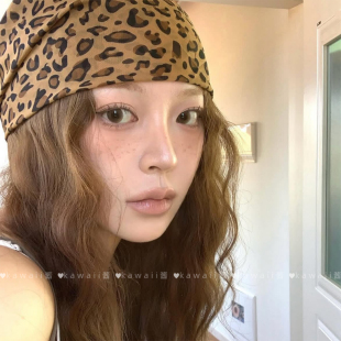 美式 嘻哈街头发带百搭音乐节丝巾 复古辣妹豹纹头巾y2k风欧美个性