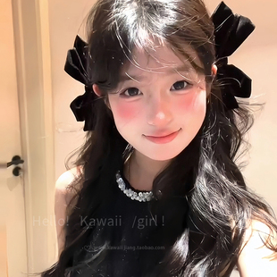 复古黑色丝绒立体蝴蝶结对夹发饰在逃公主风发夹韩系甜美少女发饰