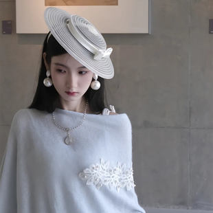 白月光英伦风千金帽优雅宴会蝴蝶结礼帽子气质轻奢名媛贝雷帽发饰