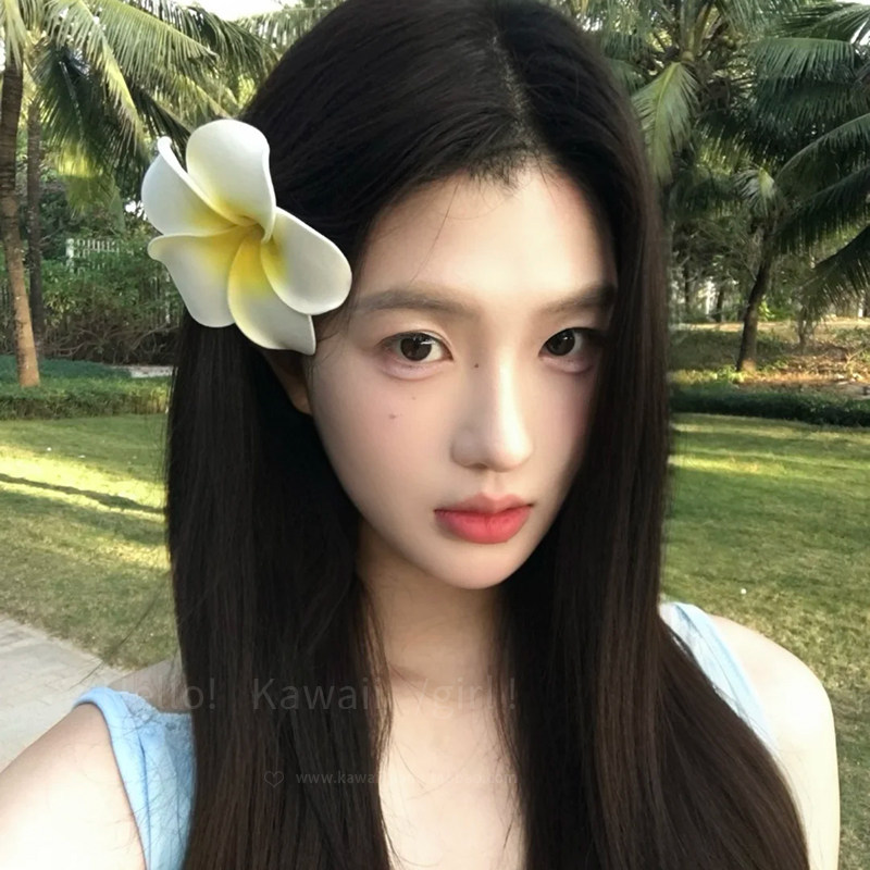 海边度假拍照海边鸡蛋花头饰发夹图片