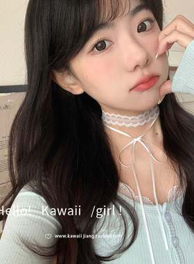 白色蕾丝choker蝴蝶结绑带项链复古甜美叠戴层次感颈链锁骨链项圈