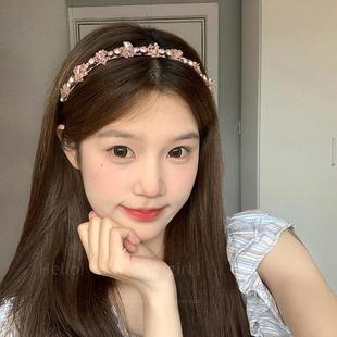 虞书欣同款粉色水钻发箍公主风生日头箍法式轻奢重工水晶发捆发饰