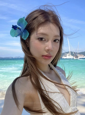 蓝色蝴蝶兰花朵发夹女海边度假侧边夹头饰拍照氛围感道具头花发饰