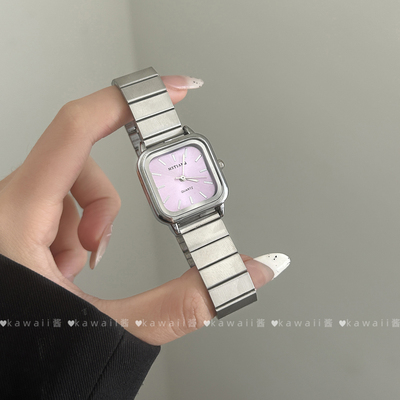 小众轻奢ins竹节表带方形手表银色冷淡风简约百搭手链新款女高级