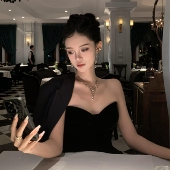 香槟色水滴流苏闪钻项链女2025新款 礼服配饰高级感颈链锁骨链 爆款