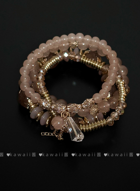 波西米亚风咖色琉璃串珠手链