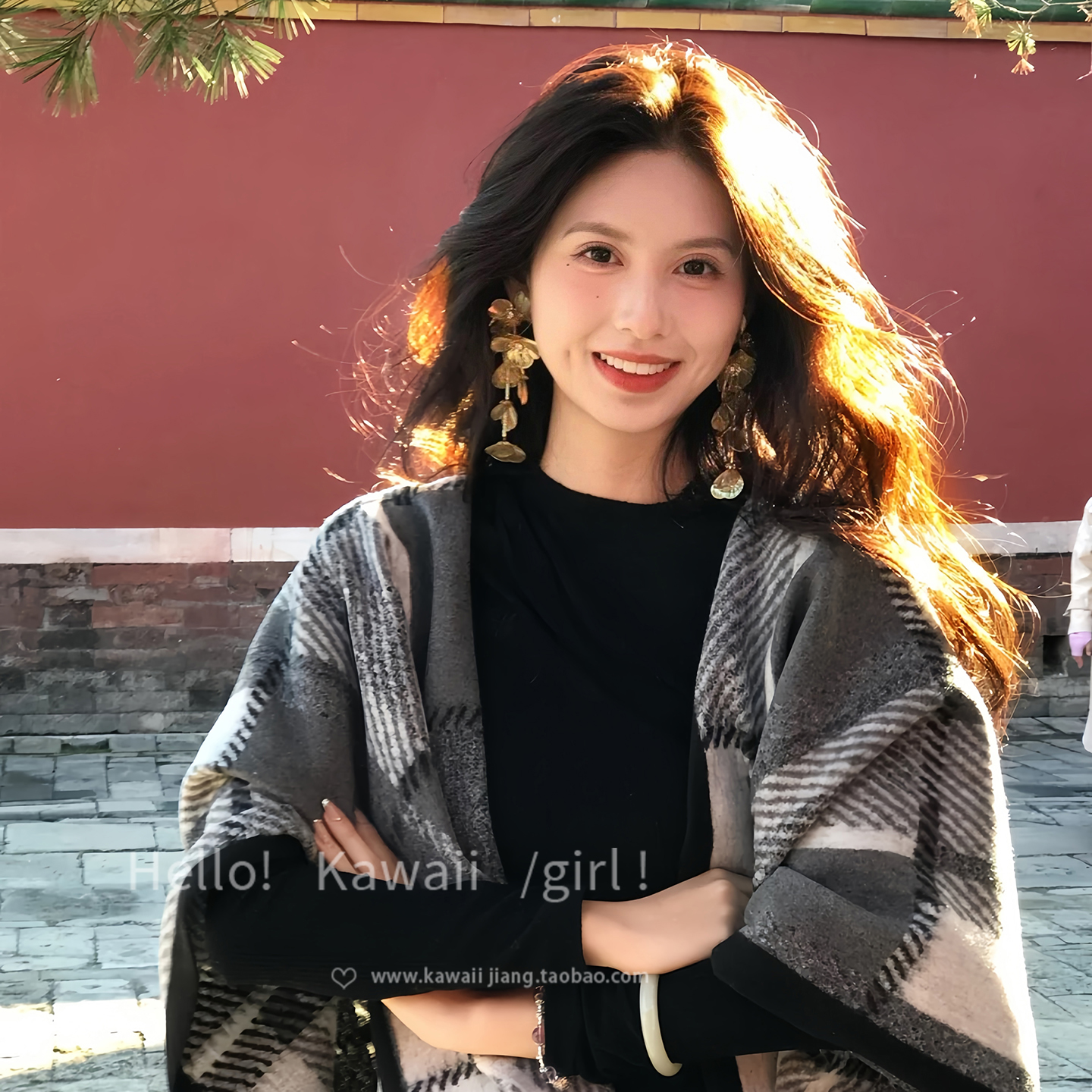 复古英伦风围巾冬季新款