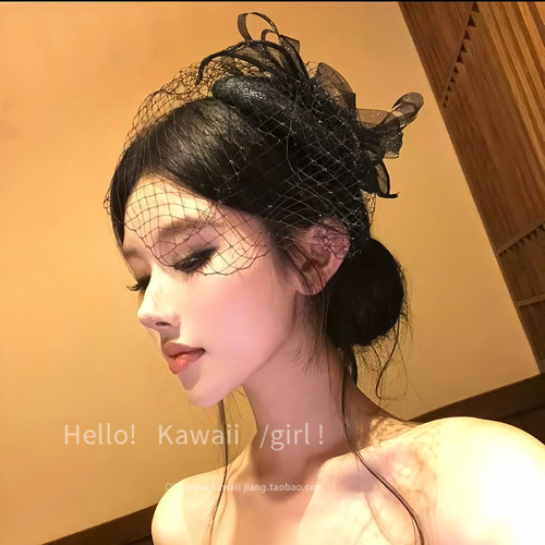 名媛千金暗夜风上海滩网纱礼帽