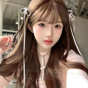 甜美粉色蝴蝶结飘带发夹ins缎带少女心鸭嘴夹发卡碎发刘海夹发饰