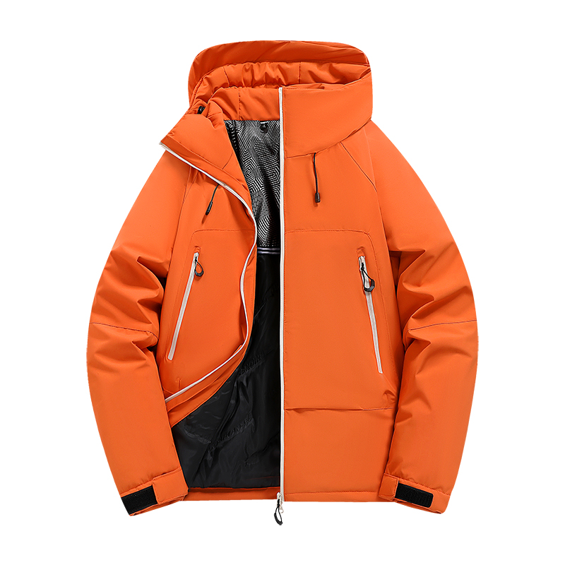 纯色秋冬男棉服外套棉袄潮流户外防寒冲锋二开保暖连帽