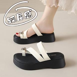 小香风配裙子凉拖鞋 女夏外穿2025新款 套趾一字拖海边沙滩凉鞋 34码