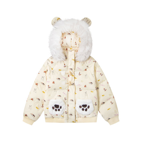 BKDD原创可爱狗爪满印连帽棉服