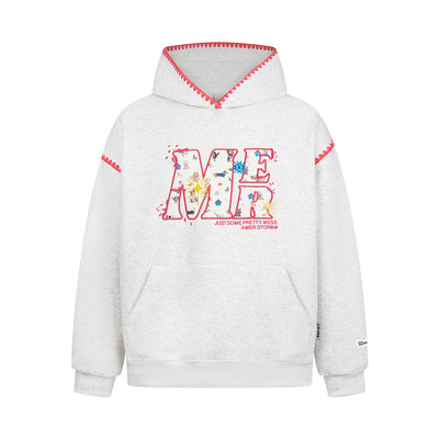 无注册商标蕾丝格纹贴布刺绣卫衣