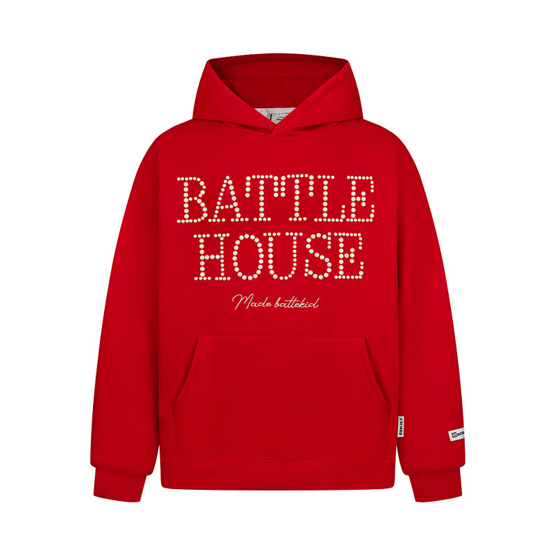 FOCK美式复古钉珠字母连帽卫衣