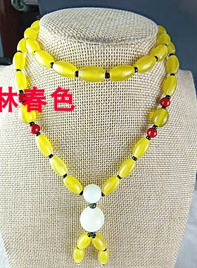 岫玉椭圆形女士挂件毛衣链