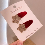 过年可爱发卡儿童发饰新年星星发夹宝宝女童BB夹丝绒公主刘海头饰