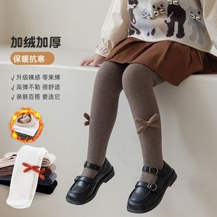 女童秋冬连裤袜裤冬天外穿儿童打底裤加绒加厚宝宝连脚裤女孩洋气